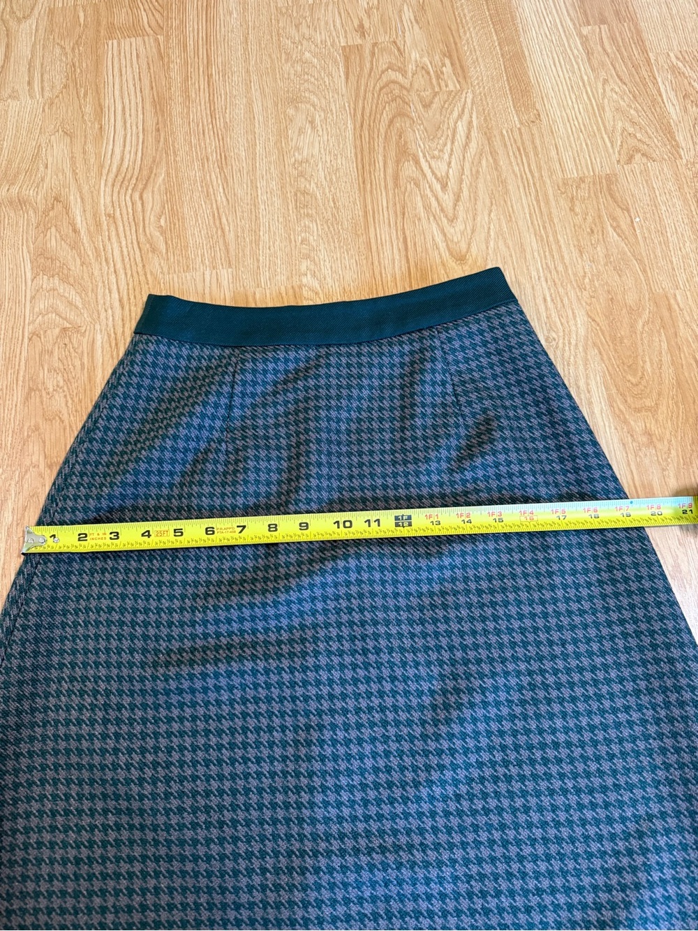 Simple Retro Vintage - Inspired Green Houndstooth A-Line  Women Skirt - Size S - Picture 11 of 14